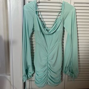 Lucy in The Sky Long Sleeve Aqua corset dress